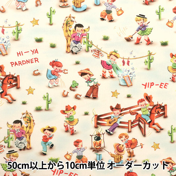 [From quantity 5] Fabric "USA Cotton Buckaroos Off White CX10546-MULTI"