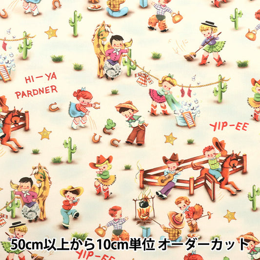 [From quantity 5] Fabric "USA Cotton Buckaroos Off White CX10546-MULTI"