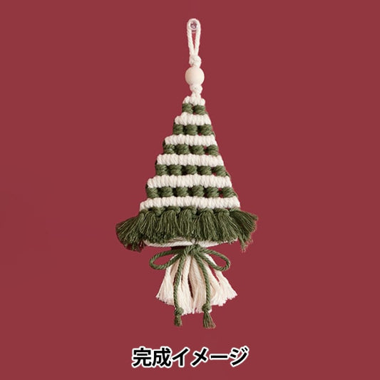 Handicraft kit "Small Christmas Tree Green & White 40945 of border made with macrame"