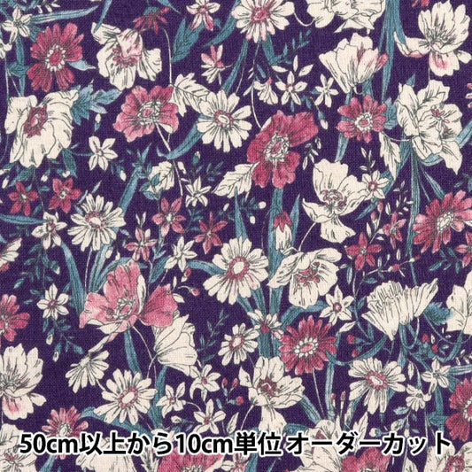 [From quantity 5] Fabric "Cotton linenSheeting Floral pattern Murasaki AP31806-2D]