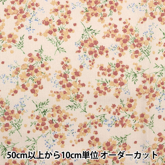 [From quantity 5] Fabric "Cotton hemp canvas flower language Mimosa total pattern pink 142-1291-A2"