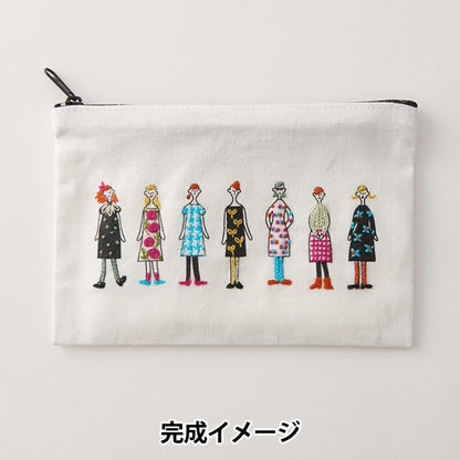Embroidery Fabric "100 neresan sewn zip pouch white white Kazue Nakajima 542205" LECIEN Lecien COSMO Cosmo
