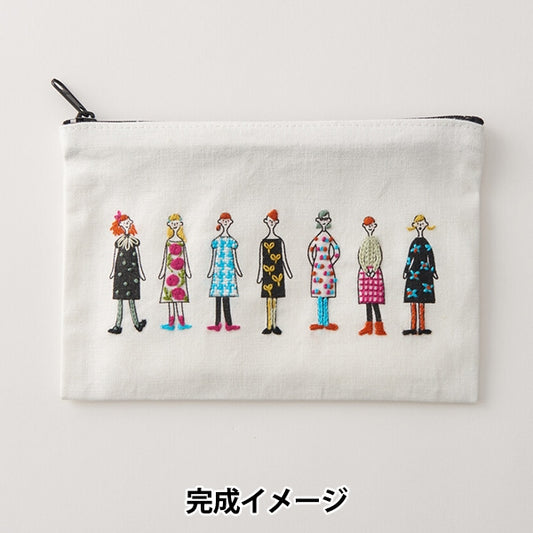 Embroidery Fabric "100 neresan sewn zip pouch white white Kazue Nakajima 542205" LECIEN Lecien COSMO Cosmo