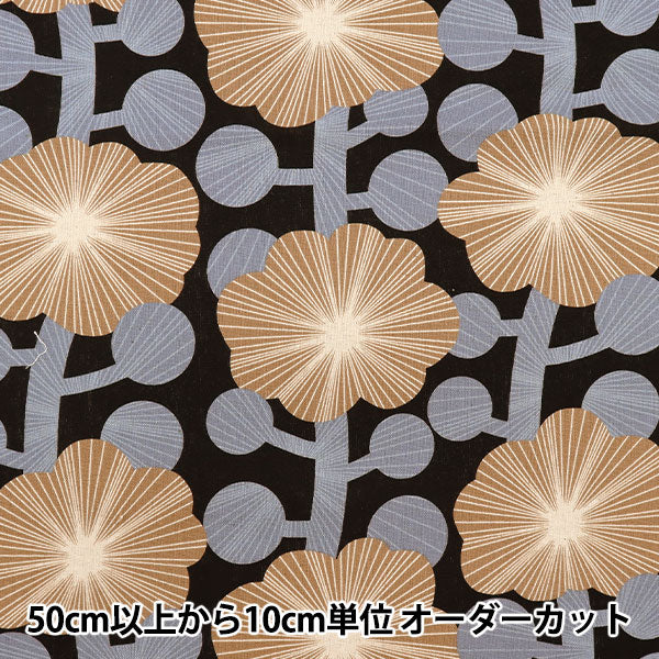 [来自数量5] 织物 “棉花帆布设计花黑色KTS6786-E” COTTON KOBAYASHI