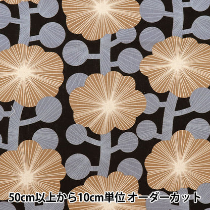 [来自数量5] 织物 “棉花帆布设计花黑色KTS6786-E” COTTON KOBAYASHI