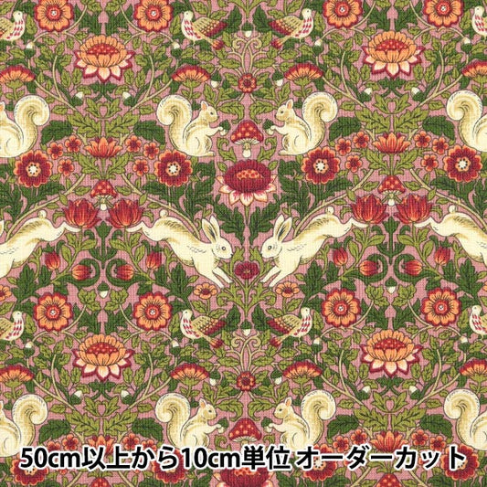 [From quantity 5] Fabric 『Sheeting Flower Animals Flowers and Animals Pink AP32406-1A]