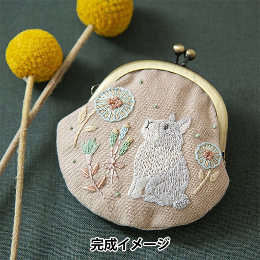Embroidery kit "Yawaragi Flower and Chokonto RabbitGamaguchi PHC-113-2] PIECE Peace