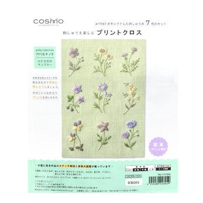 Embroidery kit "Enjoy embroidery print cross ateliedonora small flower sampler olive green 542306" LECIEN Lecien COSMO Cosmo
