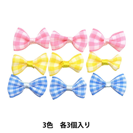 手工藝品零件“迷你”絲帶零件檢查粉紅色，淺藍色，黃色TRP-16] Terai