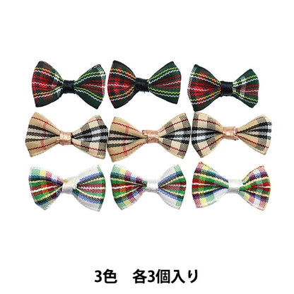手工艺品零件“迷你”丝带零件格子呢检查红色 /米色白色TRP-22] TERAI
