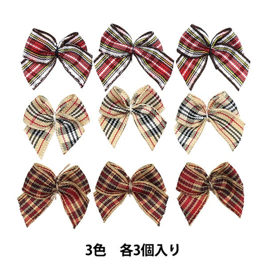 手工藝品零件“迷你”絲帶零件格子呢檢查紅色 /米色 /棕色TRP-23] Terai