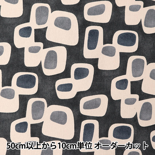 [From quantity 5] Fabric "Recycled Cotton Canvas Round Square Black KTS6936-E" COTTON KOBAYASHI