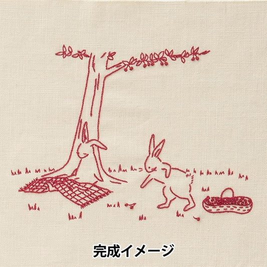刺しゅうキット 『刺しゅうを楽しむプリントクロス 高橋亜紀うさぎのピクニック ライトハニー 542314』 LECIEN ルシアン cosmo コスモ