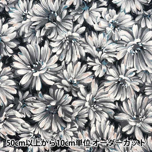 [From quantity 5] Fabric "Cotton hemp canvas nova oil painting flower black NCLC-BK" KOKKA