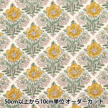 [From quantity 5] Fabric "Cotton linenSheeting Posey Botanical Bouquet pattern a YGA-69060-2a] KOKKA