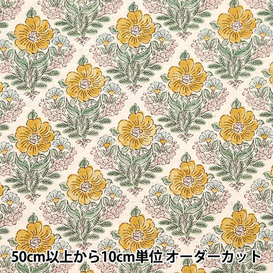 [From quantity 5] Fabric "Cotton linenSheeting Posey Botanical Bouquet pattern a YGA-69060-2a] KOKKA