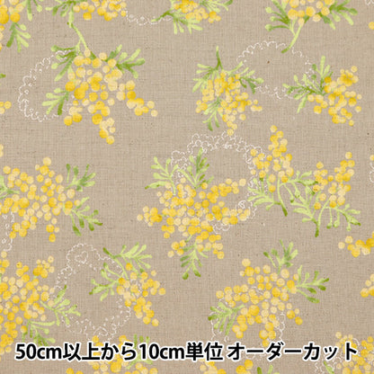 [From quantity 5] Fabric "Cotton linenSheeting MIMOZA Bouquet pattern b yka-19040-1B] KOKKA