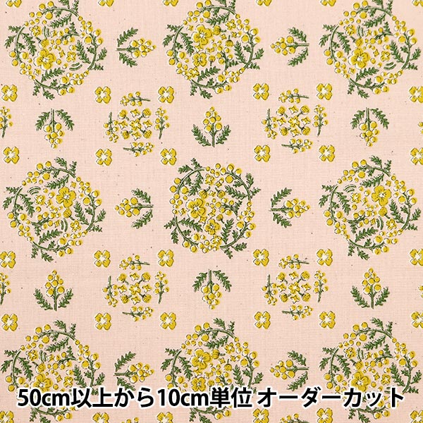 【数量5から】 生地 『シーチング mimoza サークル柄 ピンク YKA-19030-1B』 KOKKA コッカ