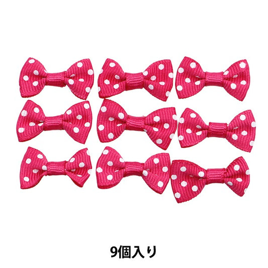 Handicraft parts "MiniRibbonPart Gloglan Dark Pink x White Dot YRP-8] Terai