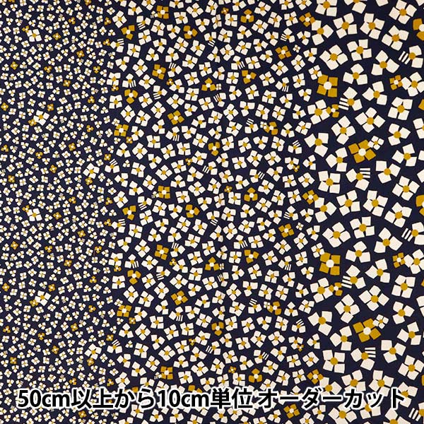 [From quantity 5] Fabric 『Sheeting3 soft-processed palette 3 flowers navy 144-8049-C1 "