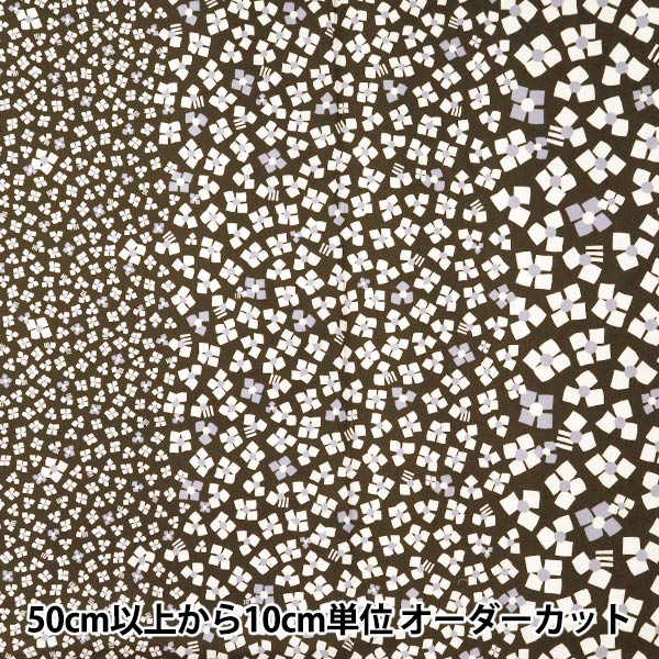 [From quantity 5] Fabric 『Sheeting3 soft-processed palette 3 flower khaki 144-8049-C3]