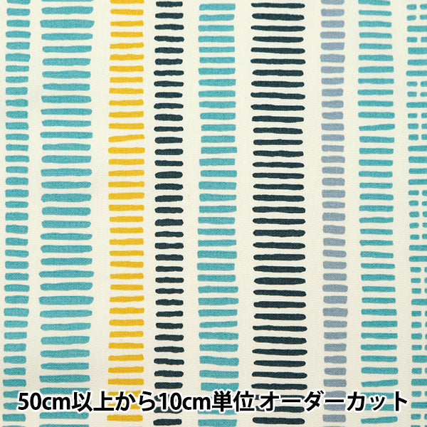 【数量5から】 生地 『オックスプリント スティック キナリ×ブルー 142-1351-A1』