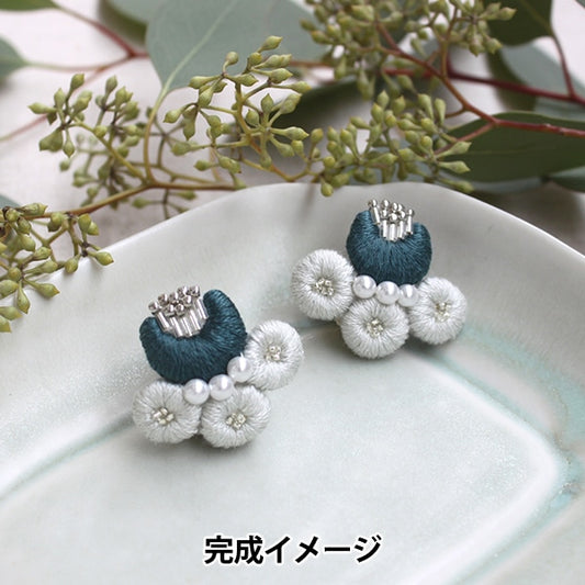 刺绣套件“ K.Omono（Komono）丰满小花耳环套件蓝色绿色phc-119-2”零件和平