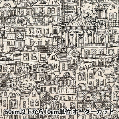[From quantity 5] Fabric "Cotton hemp canvas home town black CLCHOME-BK"
