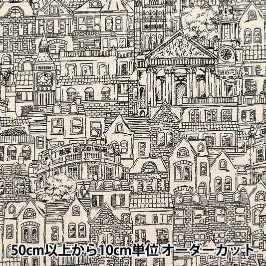 [From quantity 5] Fabric "Cotton hemp canvas home town black CLCHOME-BK"