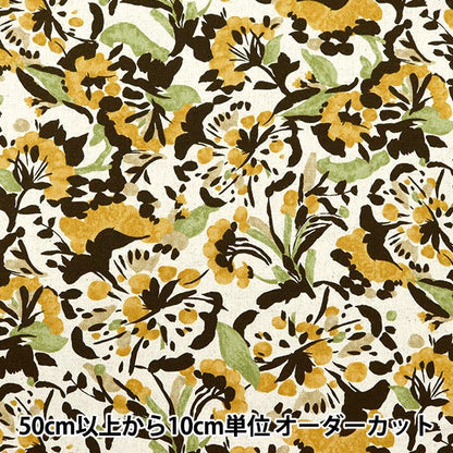 [From quantity 5] Fabric "Cotton hemp canvas Wild Flowers Yellow CLCAWIFL-YE"