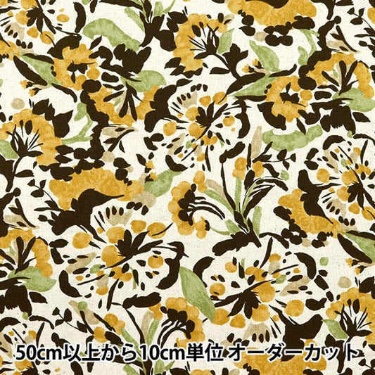 [From quantity 5] Fabric "Cotton hemp canvas Wild Flowers Yellow CLCAWIFL-YE"