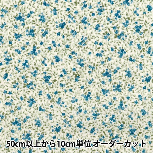 [From quantity 5] Fabric 『Scare Print Provans Garden Kobana Natural x Blue 850437-1-2]