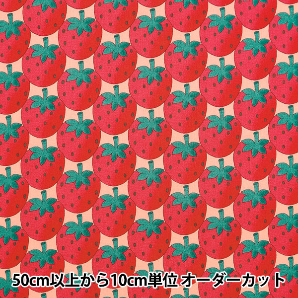 [From quantity 5] Fabric 『Scare Print Strawberry Party Strawberry Parade Pink 850446-1-2]