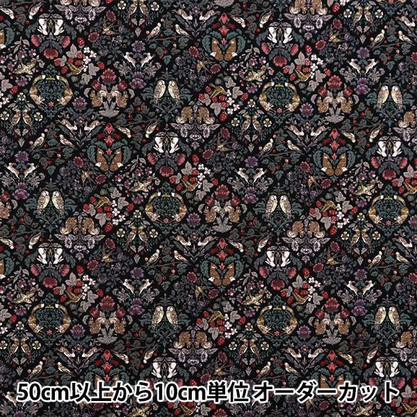 [来自数量5] 织物 『板材织物 艺术Nouvo Sin Fony Block花图案黑色SS-2402-1E]