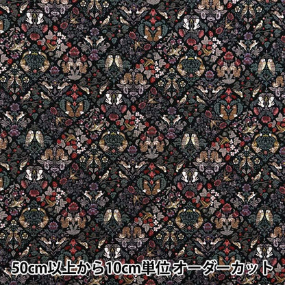 [来自数量5] 织物 『板材织物 艺术Nouvo Sin Fony Block花图案黑色SS-2402-1E]
