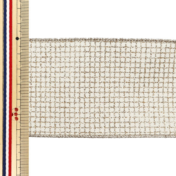 [From quantity 5] Ribbon "Gritter square about 6.5cm width White 2nd color 9333" AOYAMARIBBON AoyamaRibbon