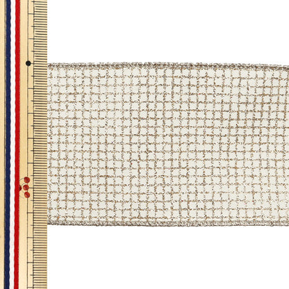 [From quantity 5] Ribbon "Gritter square about 6.5cm width White 2nd color 9333" AOYAMARIBBON AoyamaRibbon