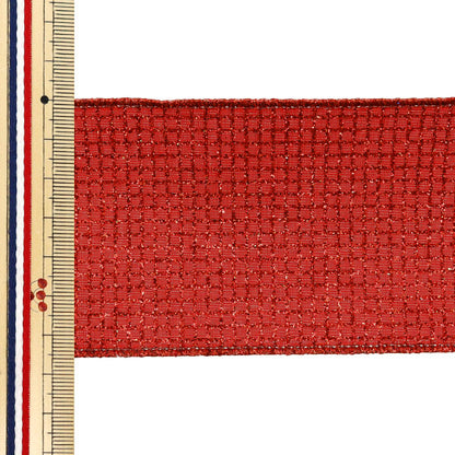 [From quantity 5] Ribbon "Gritter square approximately 6.5cm Width Red 16th color 9339" AOYAMARIBBON AoyamaRibbon