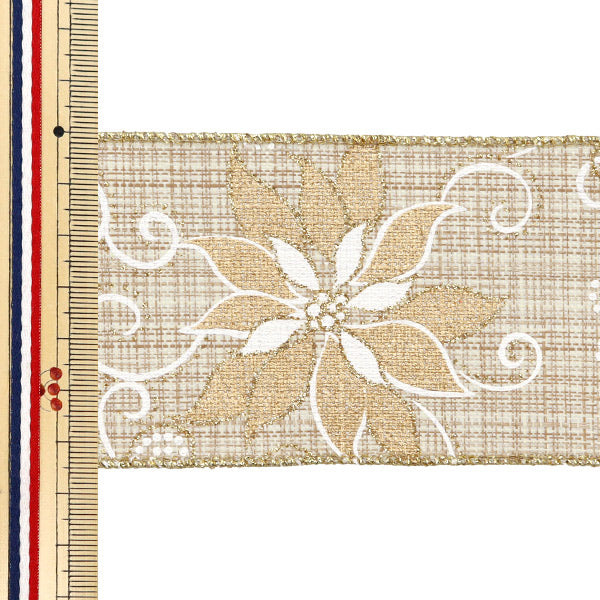 [From quantity 5] Ribbon "Fauholi flower about 6.5cm width natural 19th color 9342" AOYAMARIBBON AoyamaRibbon