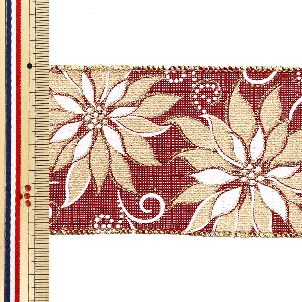 [From quantity 5] Ribbon "Fauholi flower approximately 6.5cm wide wine 18th color 9344" AOYAMARIBBON AoyamaRibbon