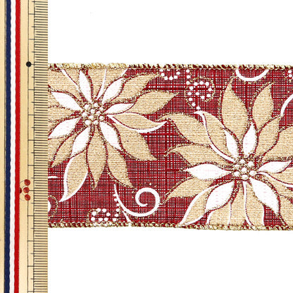 [From quantity 5] Ribbon "Fauholi flower approximately 6.5cm wide wine 18th color 9344" AOYAMARIBBON AoyamaRibbon