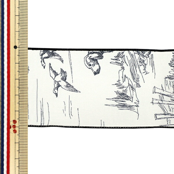 絲帶 《印刷》絲帶 特瓦尔德朱伊2025约宽50mm×长2m海蓝色YRC2522-50"