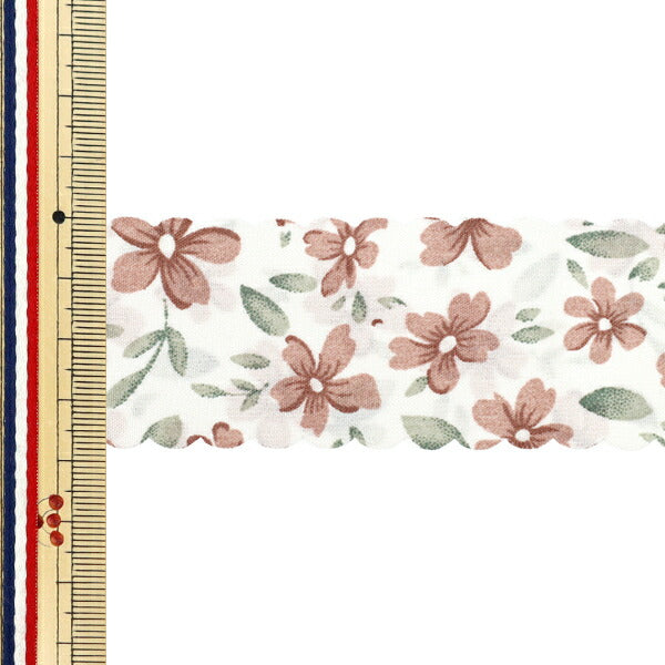 絲帶 《印刷》絲帶 花2025约宽38mm×长2m白色×粉红色YRC2533-38"