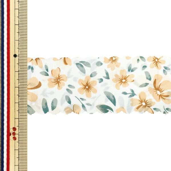 絲帶 《印刷》絲帶 花卉2025约宽38mm×长2m白色×黄色YRC2533-38"