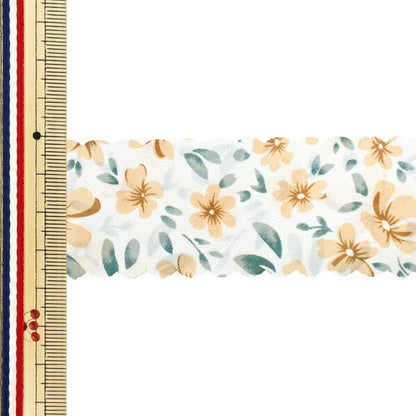 絲帶 《印刷》絲帶 花卉2025约宽38mm×长2m白色×黄色YRC2533-38"