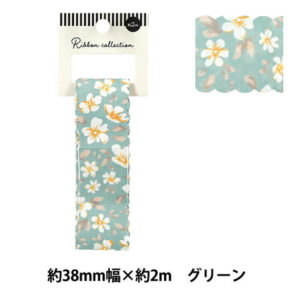 絲帶 《印刷》絲帶 花卉2025约宽38mm×长2m绿色YRC2533-38"