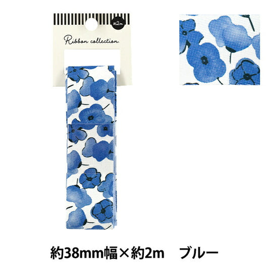 絲帶 《印刷》絲帶 花卉2025约宽38mm×长2m蓝色YRC2537-38"