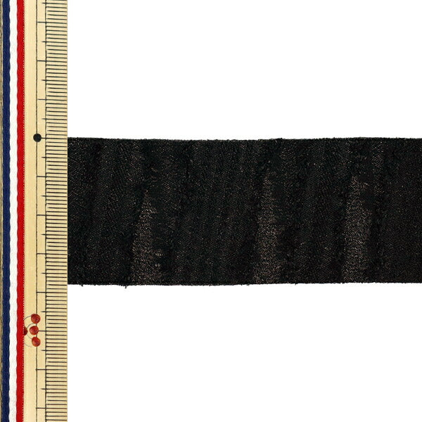 Ribbon "Shiny Frills"Ribbon 2025 Approx. 38mm wide x 2m long Black YRC2525-38"