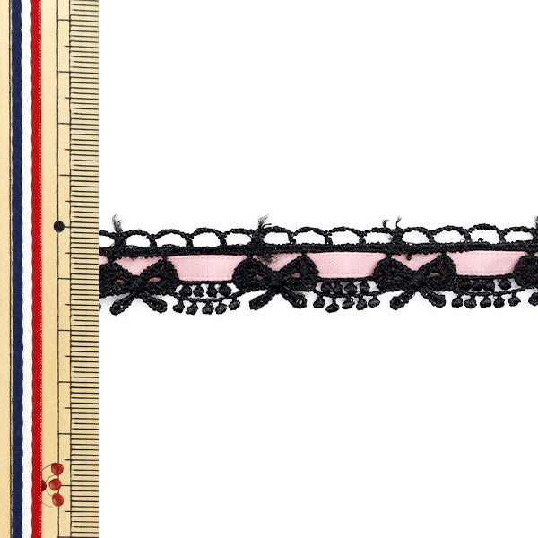 [Quantity starting from 5] Chemical Race ``ChemicalRibbonLace Approx. 1.5cm wide Black x Light Pink FR2408"