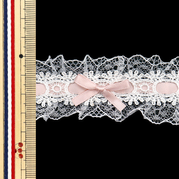 [Quantity starting from 5] RaceRibbonTape "RibbonDecorative lace Approx. 3.5cm wide Smoke pink FR2409"